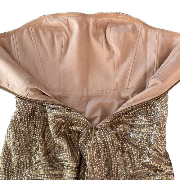 Dress the Population New! Sarah Sequin Lace Strapless Fit&Flare Dress Platinum - Picture 16 of 16